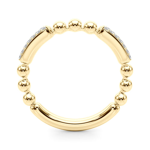 Yellow gold Pave Round Diamond Beaded Band with Shared Prong Setting 1