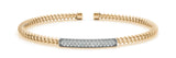 Yellow gold Pave Round Diamond Coil Bracelet with Bezel Setting