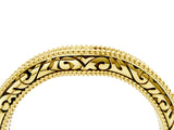 Yellow gold Pave Round Diamond Curved Milgrain Band_6