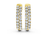Yellow gold Pave Round Diamond Hoop Earrings with Channel Band and Shared Prong Setting_7