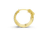 Yellow gold Pave Round Diamond Hoop Earrings with Channel Band and Shared Prong Setting_8
