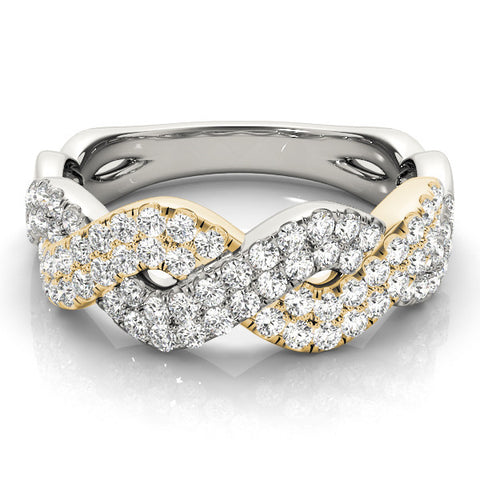 Yellow gold Pave Round Diamond Infinity Twist Band with Shared Prong Setting 1
