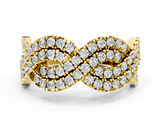 Yellow gold Pave Round Diamond Infinity Twist Band with Shared Prong Setting_40