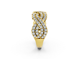 Yellow gold Pave Round Diamond Infinity Twist Band with Shared Prong Setting_42