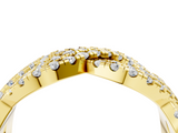 Yellow gold Pave Round Diamond Infinity Twist Band with Shared Prong Setting_44