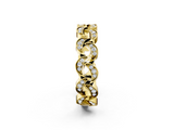 Yellow gold Pave Round Diamond Interlocking Eternity Band with Bezel Prong Setting_25