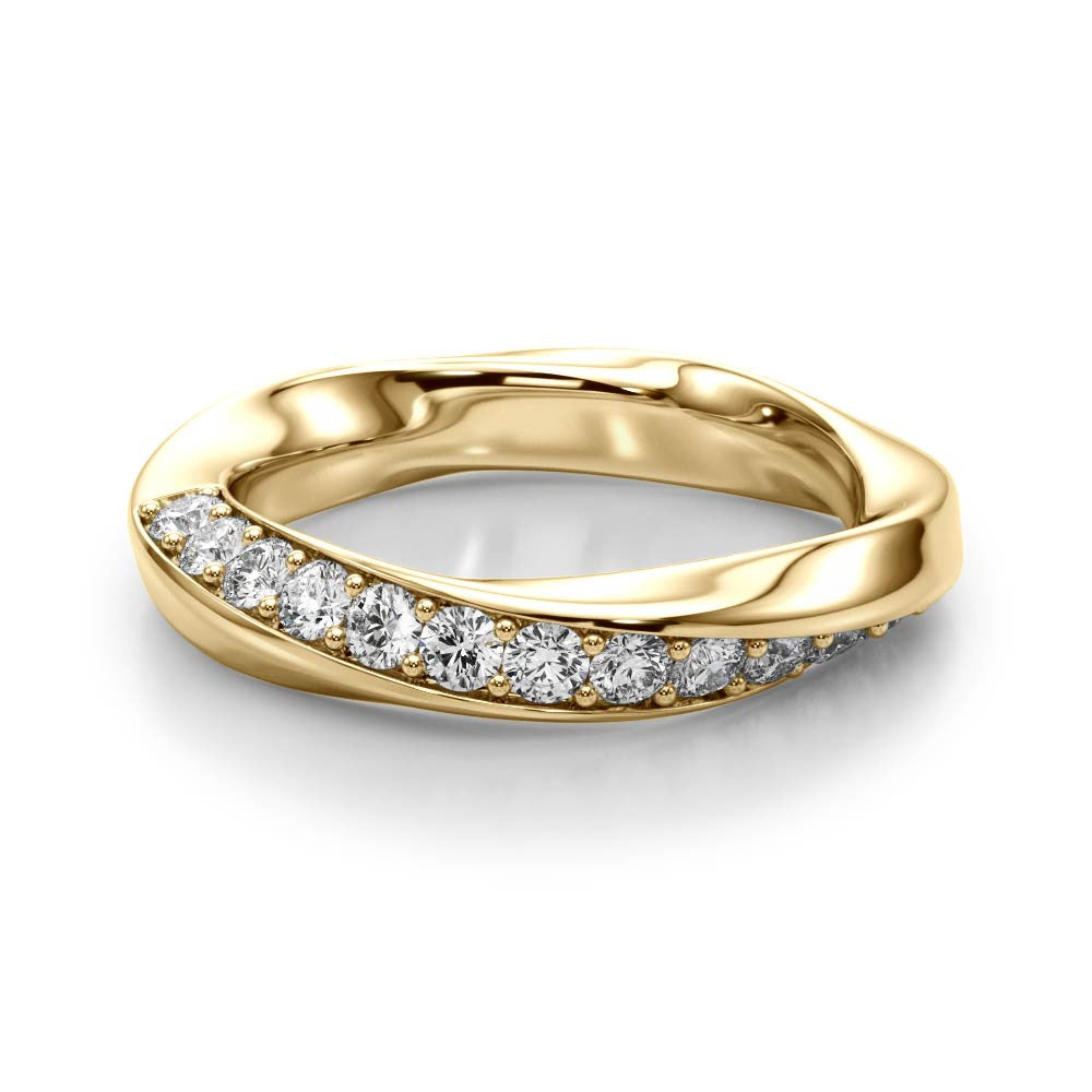 Yellow gold Pave Round Diamond Twist Band 1