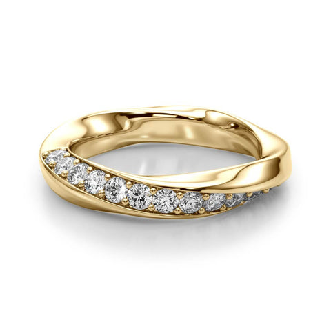 Yellow gold Pave Round Diamond Twist Band 1