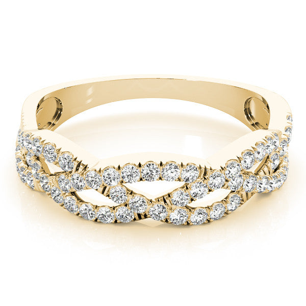 Yellow gold Pave Round Diamond Twist Band with Shared Prong Setting 1