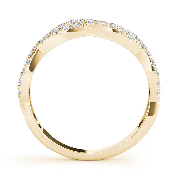 Yellow gold Pave Round Diamond Twist Band with Shared Prong Setting 2