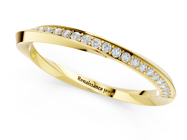 Yellow gold Pavé Round Diamond Twist Band