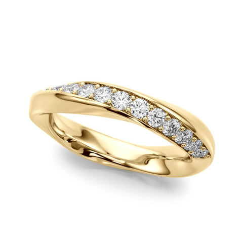 Yellow gold Pave Round Diamond Twist Band