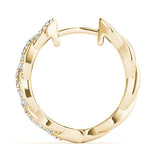 Yellow gold Pave Round Diamond Twisted Hoop Earrings with Shared Prong Setting 2