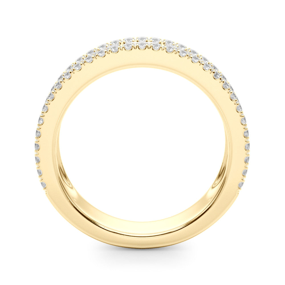 Yellow gold Pave Round and Baguette Diamond Eternity Band with Channel and Prong Setting 1