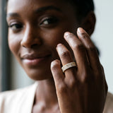 Yellow gold Pave Round and Baguette Diamond Eternity Band with Channel and Prong Setting_6