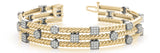 Yellow gold Pave Set Round and Square Diamond Twisted Cable Bracelet