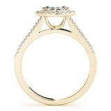 Yellow gold Pave Split Shank Halo Marquise Cut Prong Set Ring 2
