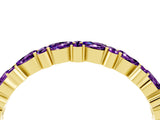Yellow gold Pear & Round Amethyst Wedding Band_10