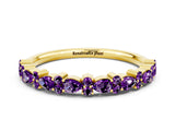 Yellow gold Pear & Round Amethyst Wedding Band_6