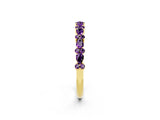 Yellow gold Pear & Round Amethyst Wedding Band_8