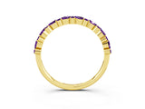 Yellow gold Pear & Round Amethyst Wedding Band_9