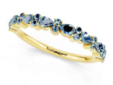 Yellow gold Pear & Round Aquamarine Wedding Band_7