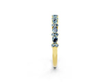 Yellow gold Pear & Round Aquamarine Wedding Band_8