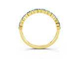 Yellow gold Pear & Round Aquamarine Wedding Band_9