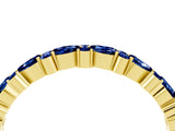 Yellow gold Pear & Round Blue Sapphire Wedding Band_10