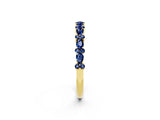 Yellow gold Pear & Round Blue Sapphire Wedding Band_8