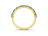 Yellow gold Pear & Round Blue Sapphire Wedding Band_9