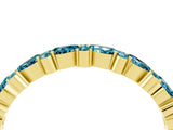 Yellow gold Pear & Round Blue Topaz Wedding Band_10