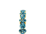 Yellow gold Pear & Round Blue Topaz Wedding Band_11