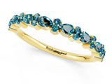 Yellow gold Pear & Round Blue Topaz Wedding Band_7