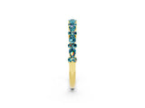 Yellow gold Pear & Round Blue Topaz Wedding Band_8
