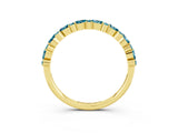 Yellow gold Pear & Round Blue Topaz Wedding Band_9