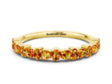 Yellow gold Pear & Round Citrine Wedding Band_6