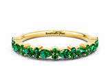 Yellow gold Pear & Round Emerald Wedding Band_6