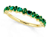 Yellow gold Pear & Round Emerald Wedding Band_7