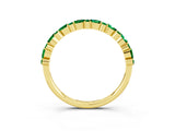 Yellow gold Pear & Round Emerald Wedding Band_9