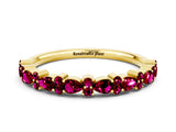 Yellow gold Pear & Round Garnet Wedding Band_6
