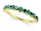 Yellow gold Pear & Round Green Sapphire Wedding Band_7