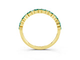 Yellow gold Pear & Round Green Sapphire Wedding Band_9