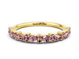 Yellow gold Pear & Round Morganite Wedding Band_6