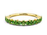 Yellow gold Pear & Round Peridot Wedding Band_6