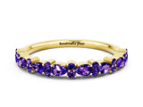 Yellow gold Pear & Round Tanzanite Wedding Band_6