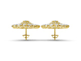 Yellow gold Pear Blue Sapphire Halo Stud Earrings with Round Diamond Cluster Center