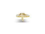 Yellow gold Pear Blue Sapphire Halo Stud Earrings with Round Diamond Cluster Center_1