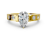 Yellow gold Pear Brilliant Channel-Set Diamond Ring with Bezel Prong Setting_6