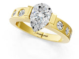 Yellow gold Pear Brilliant Channel-Set Diamond Ring with Bezel Prong Setting_7